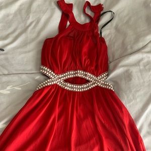 Red dress with beads